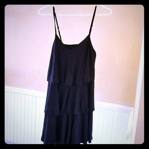 Black ruffle tiered shorts romper